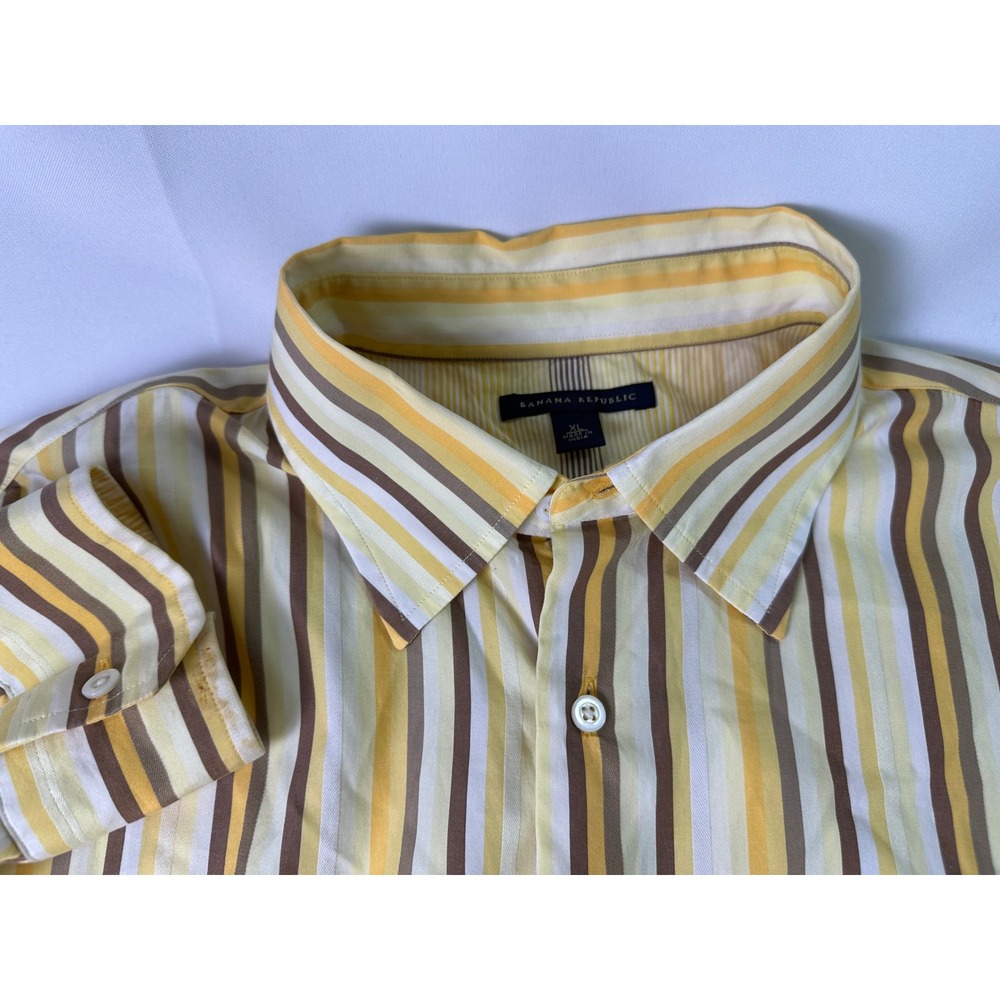 Banana Republic‎ XL Button Down Shirt Striped Long Sleeve Casual Mens Soft Wash